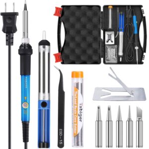 Tabiger Soldering Iron Kit 60W 110V-Adjustable Temperature Welding Soldering Iron with Tool Carry Case